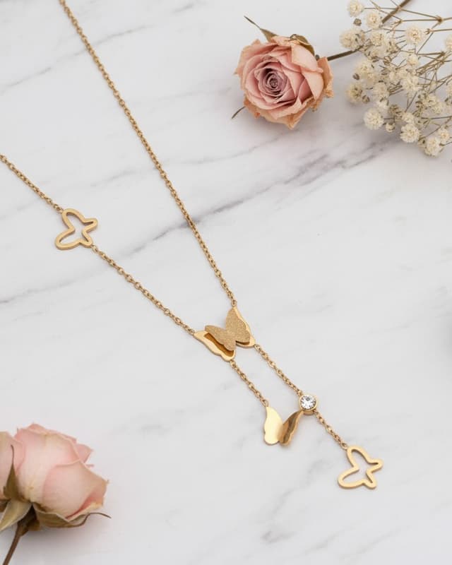 Gold-Tone Butterfly Necklace