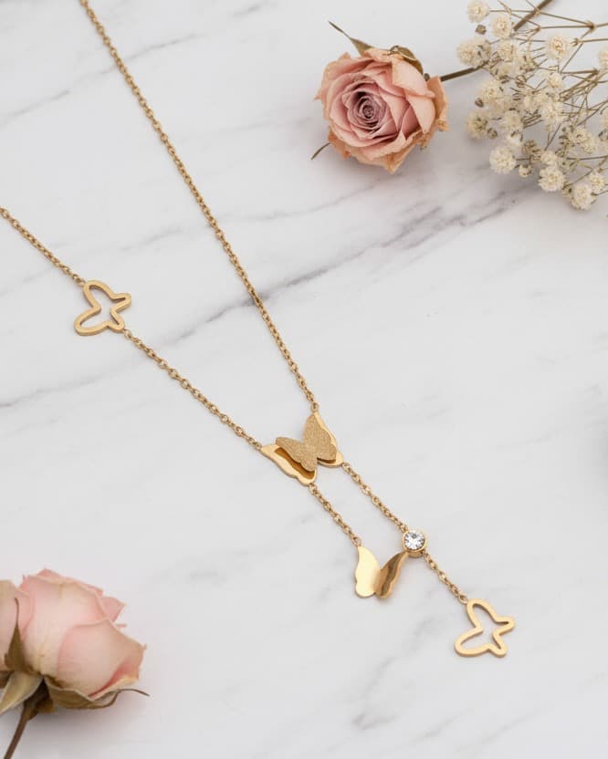 Gold-Tone Butterfly Necklace