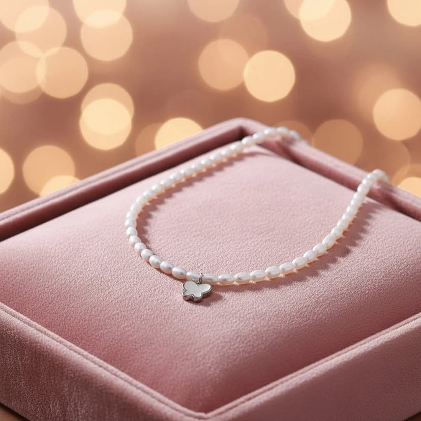 Classic Butterfly Pearl Necklace